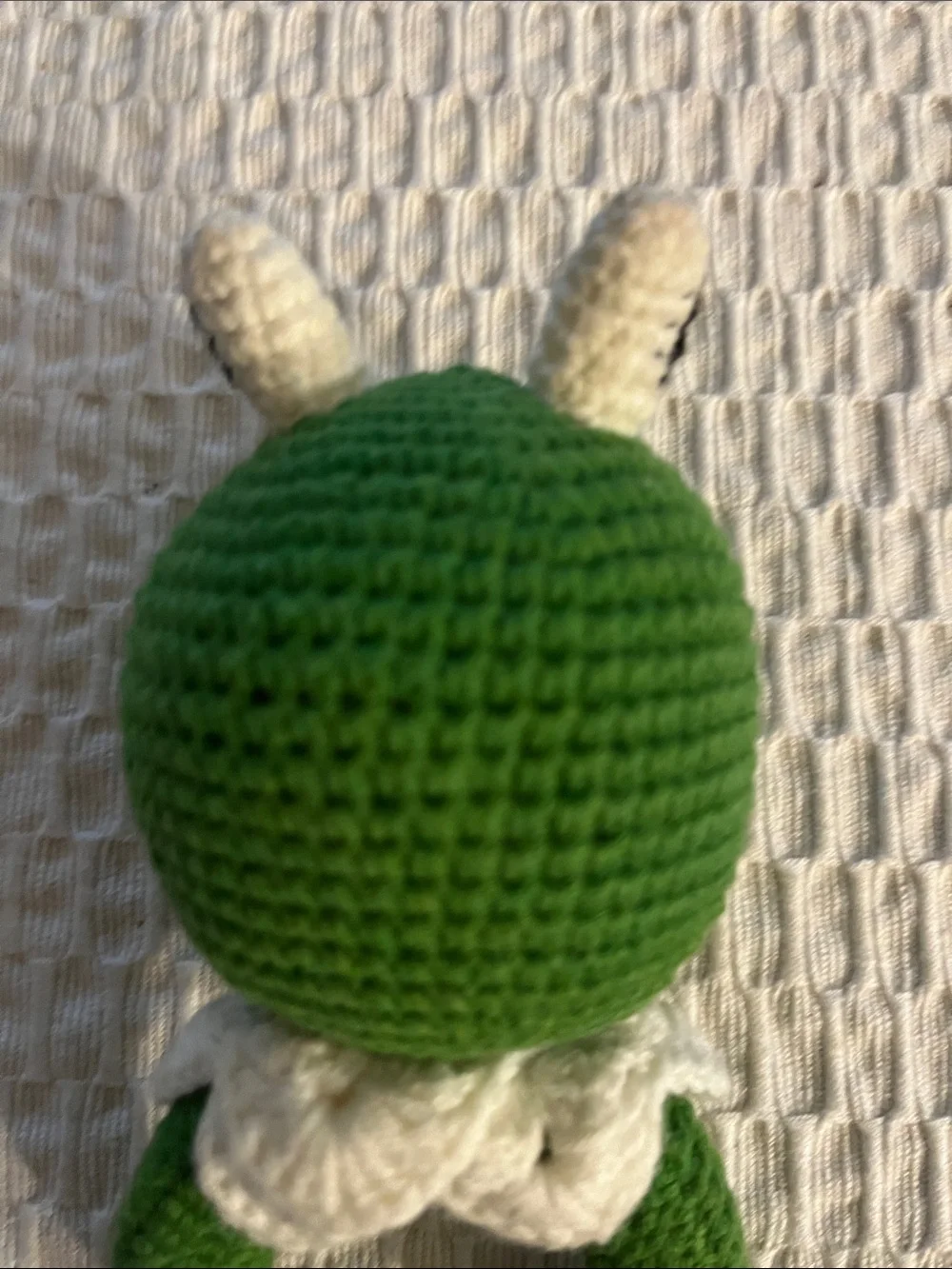 Handmade Green Crochet Frog Teething Rattle for Small Pets. New